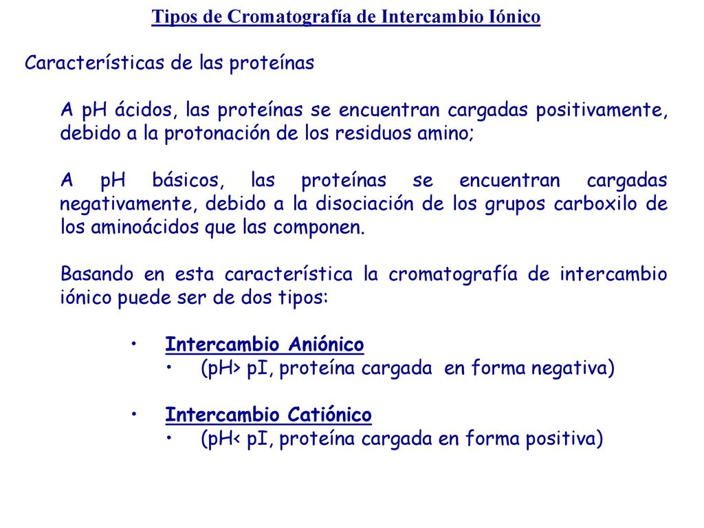 Tipos de Cromatografía de Intercambio Iónico