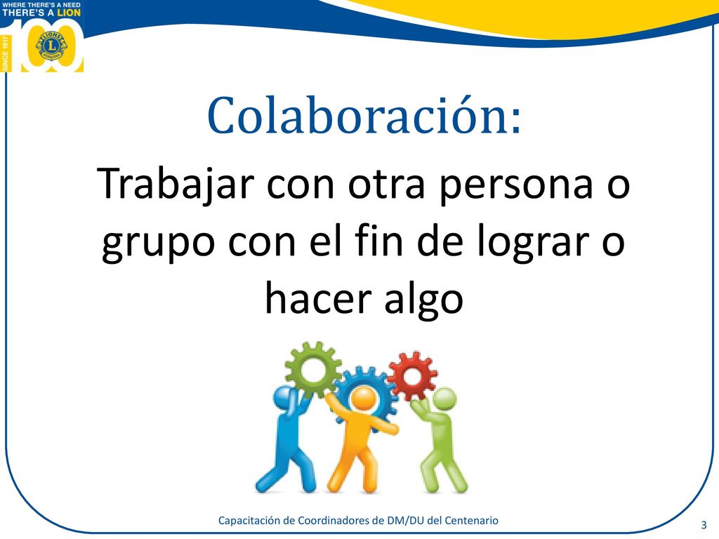 Colaboración: Trabajar con otra persona o grupo con el fin de lograr o hacer algo. MÓDULO 1: ¿Qué es la colaboración (15 minutos)