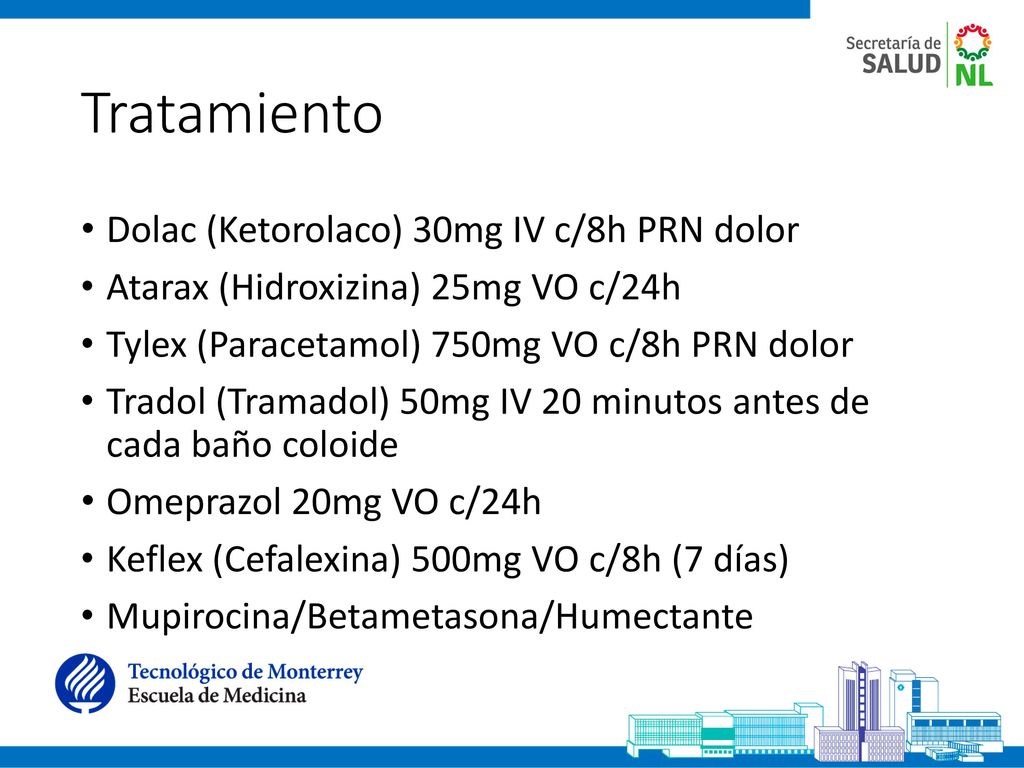 Tratamiento Dolac (Ketorolaco) 30mg IV c/8h PRN dolor