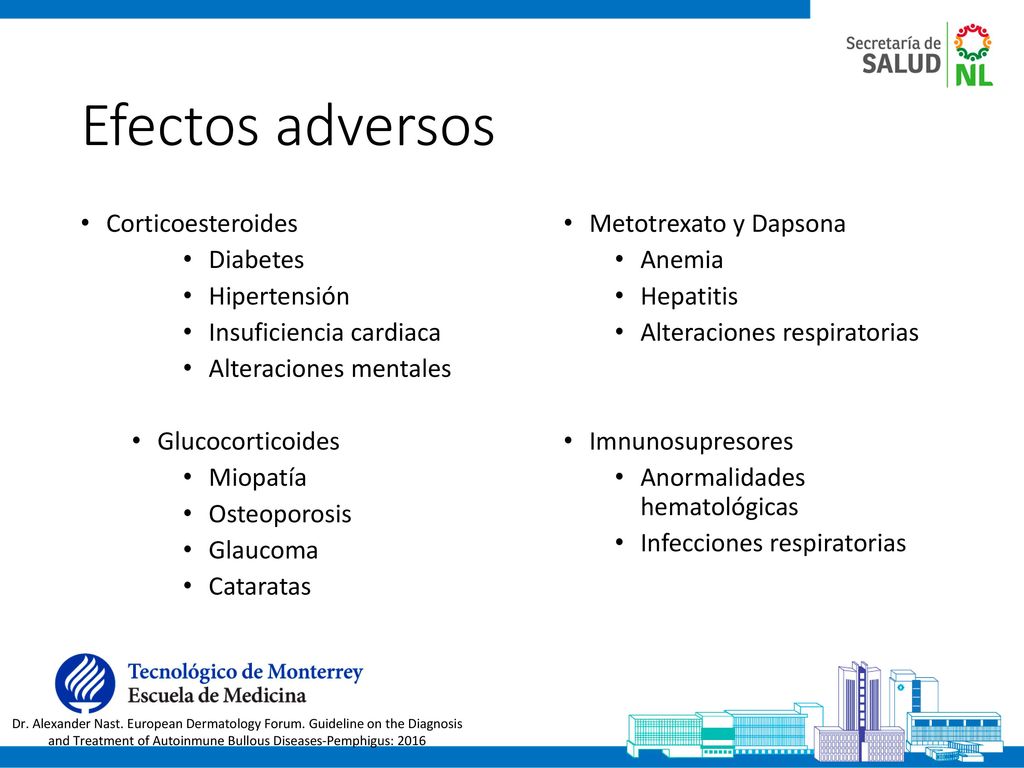 Efectos adversos Corticoesteroides Metotrexato y Dapsona Diabetes