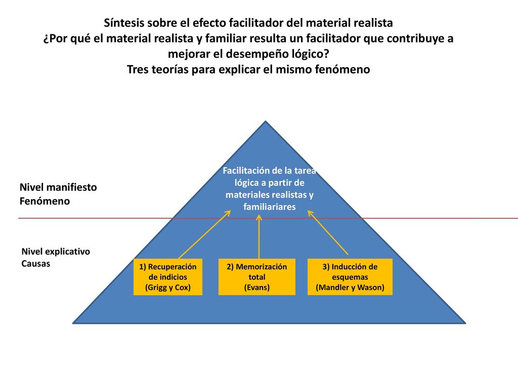 Síntesis sobre el efecto facilitador del material realista
