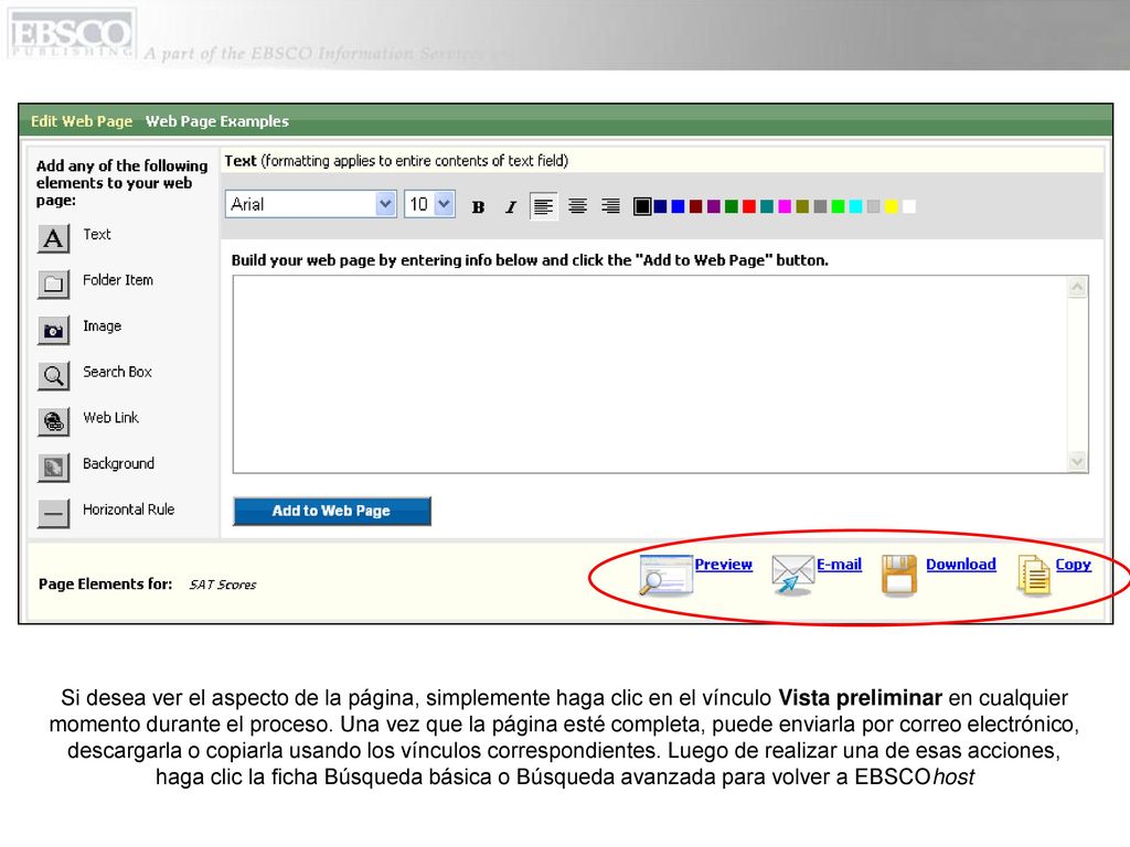 Si desea ver el aspecto de la página, simplemente haga clic en el vínculo Vista preliminar en cualquier momento durante el proceso.