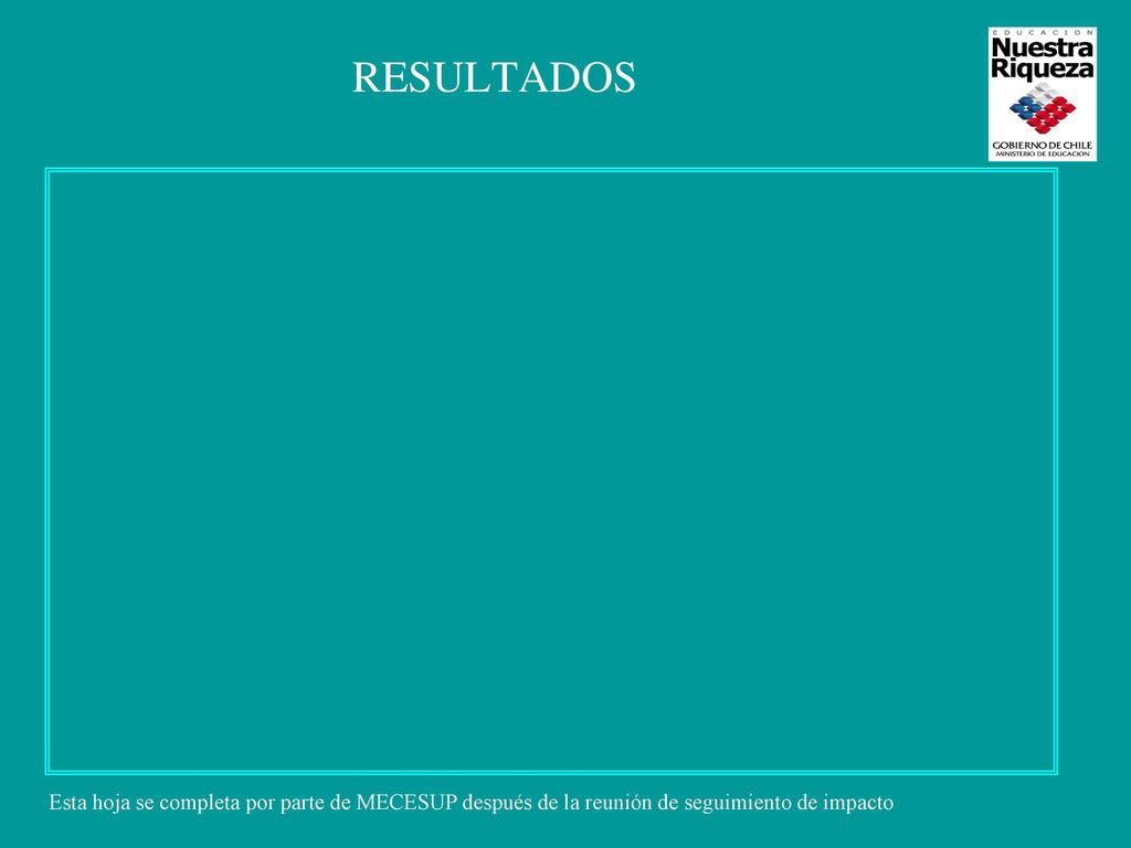 RESULTADOS Esta hoja se completa por parte de MECESUP después de la reunión de seguimiento de impacto.