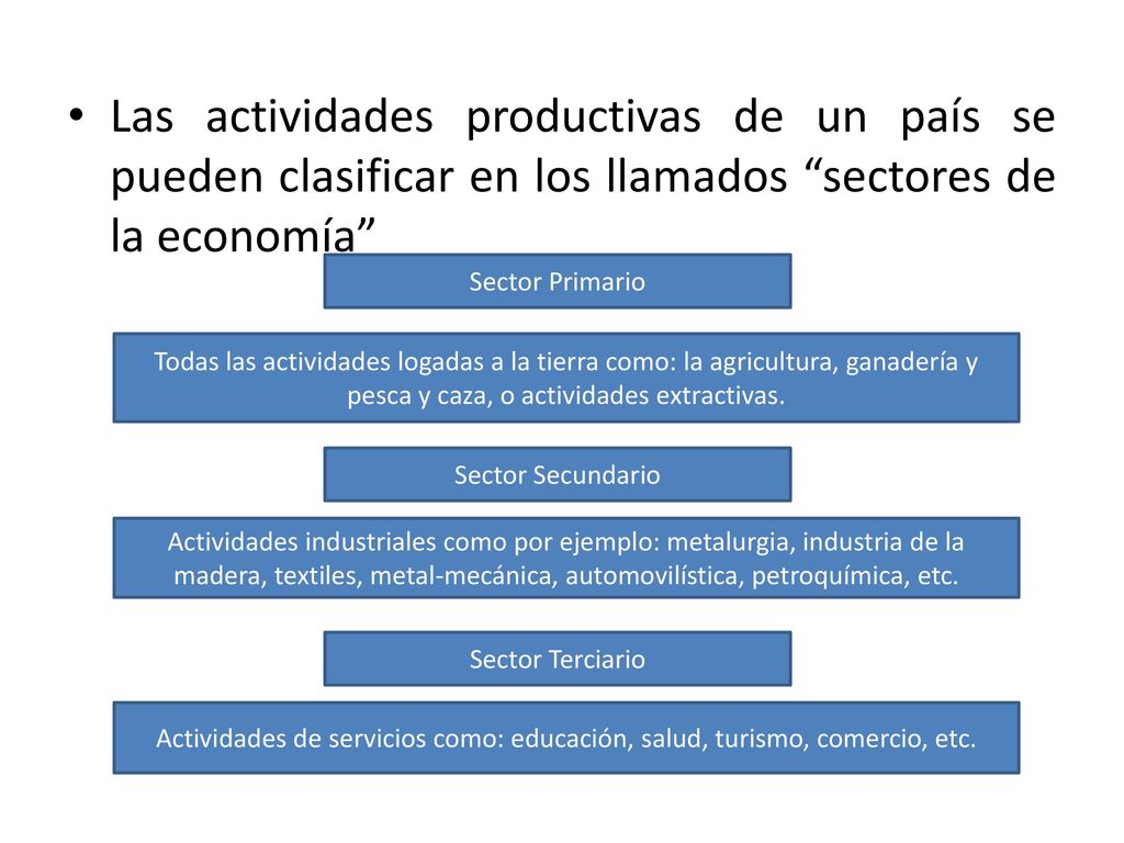 Las actividades productivas de un país se pueden clasificar en los llamados sectores de la economía