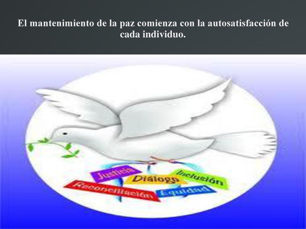 El mantenimiento de la paz comienza con la autosatisfacción de cada individuo.