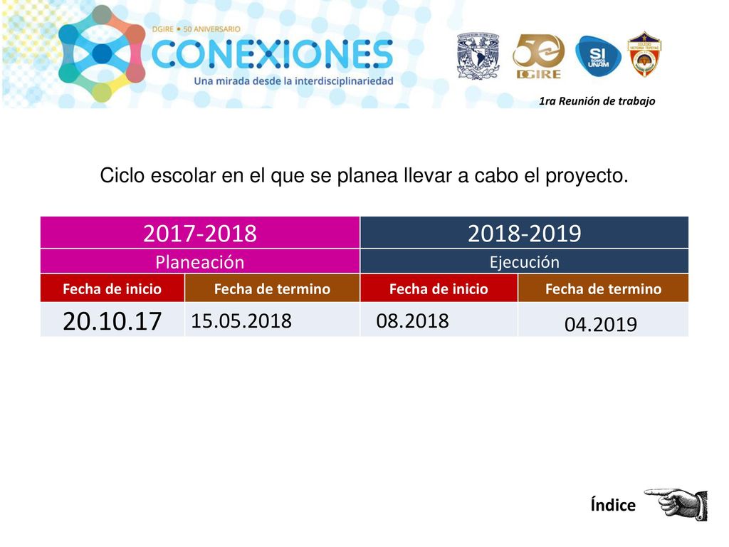 Ciclo escolar en el que se planea llevar a cabo el proyecto.