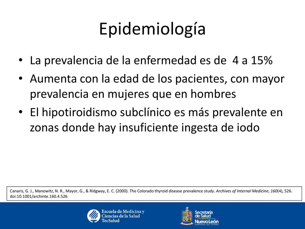 Epidemiología La prevalencia de la enfermedad es de 4 a 15%