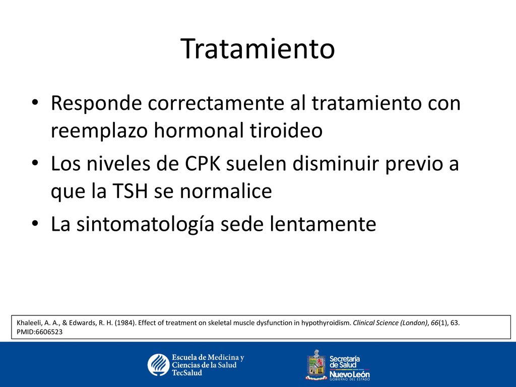 Tratamiento Responde correctamente al tratamiento con reemplazo hormonal tiroideo.