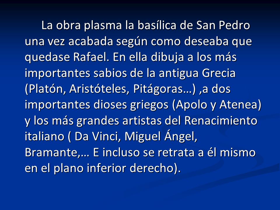 La obra plasma la basílica de San Pedro una vez acabada según como deseaba que quedase Rafael.