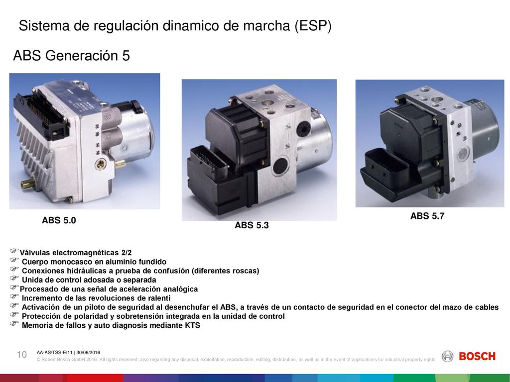ABS 5 Características Sistema de regulación dinamico de marcha (ESP)
