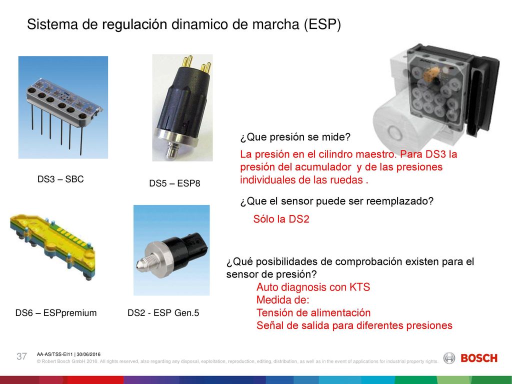 Sensor de presión Sistema de regulación dinamico de marcha (ESP)