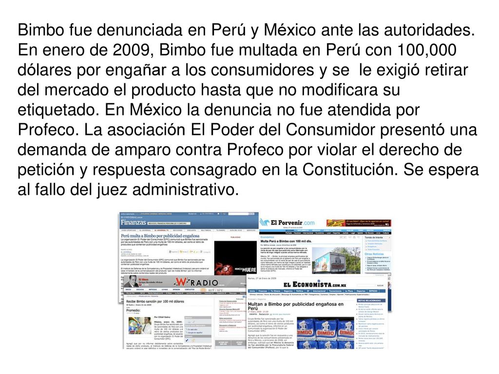 Bimbo fue denunciada en Perú y México ante las autoridades