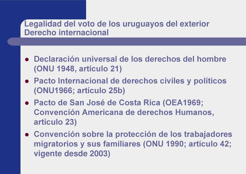 Legalidad del voto de los uruguayos del exterior Derecho internacional
