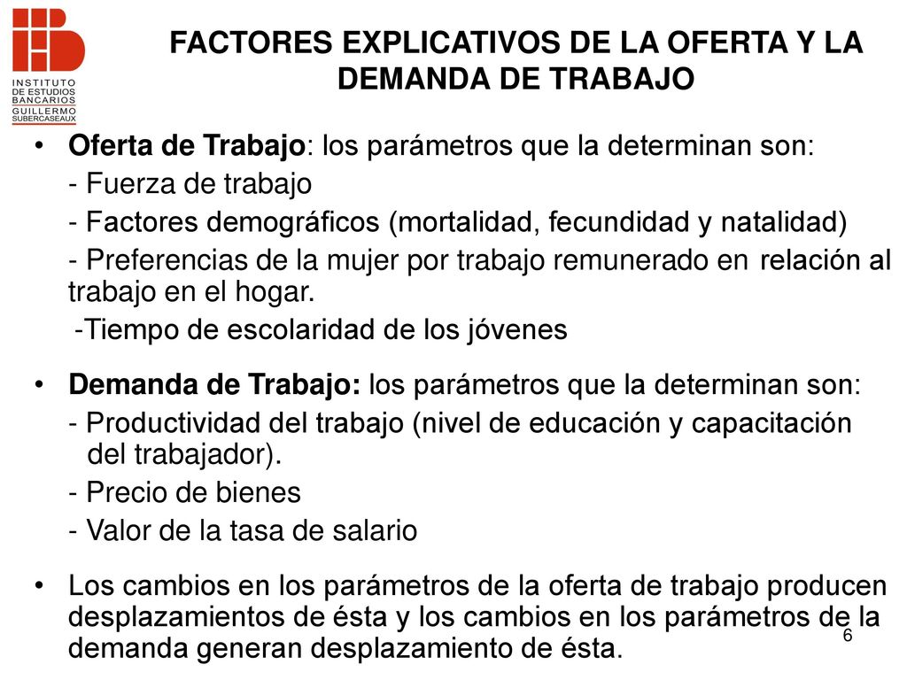 FACTORES EXPLICATIVOS DE LA OFERTA Y LA DEMANDA DE TRABAJO