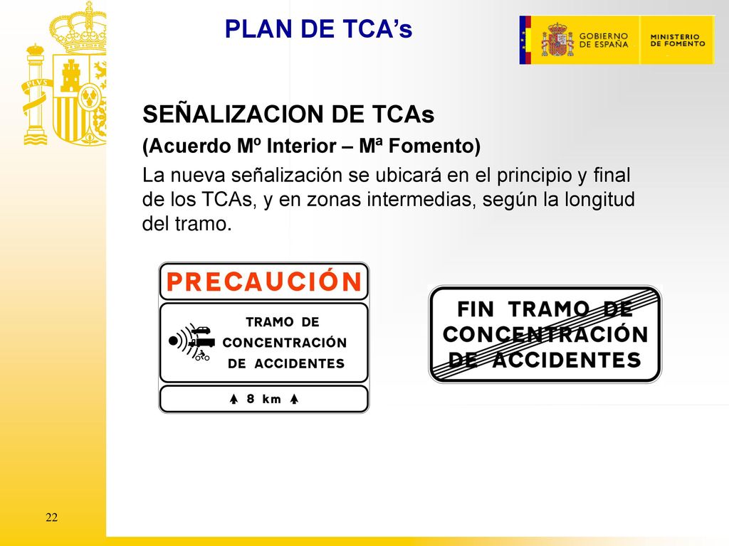 PLAN DE TCA’s SEÑALIZACION DE TCAs (Acuerdo Mº Interior – Mª Fomento)