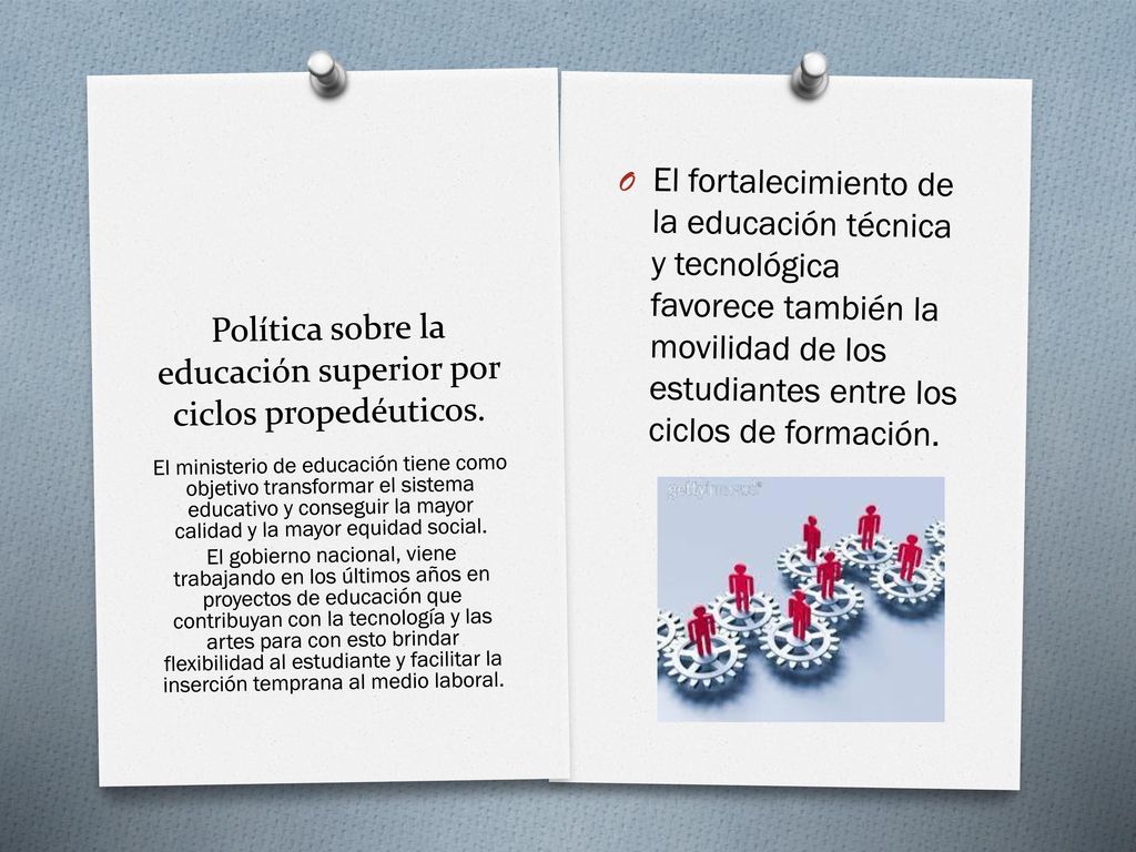 Política sobre la educación superior por ciclos propedéuticos.