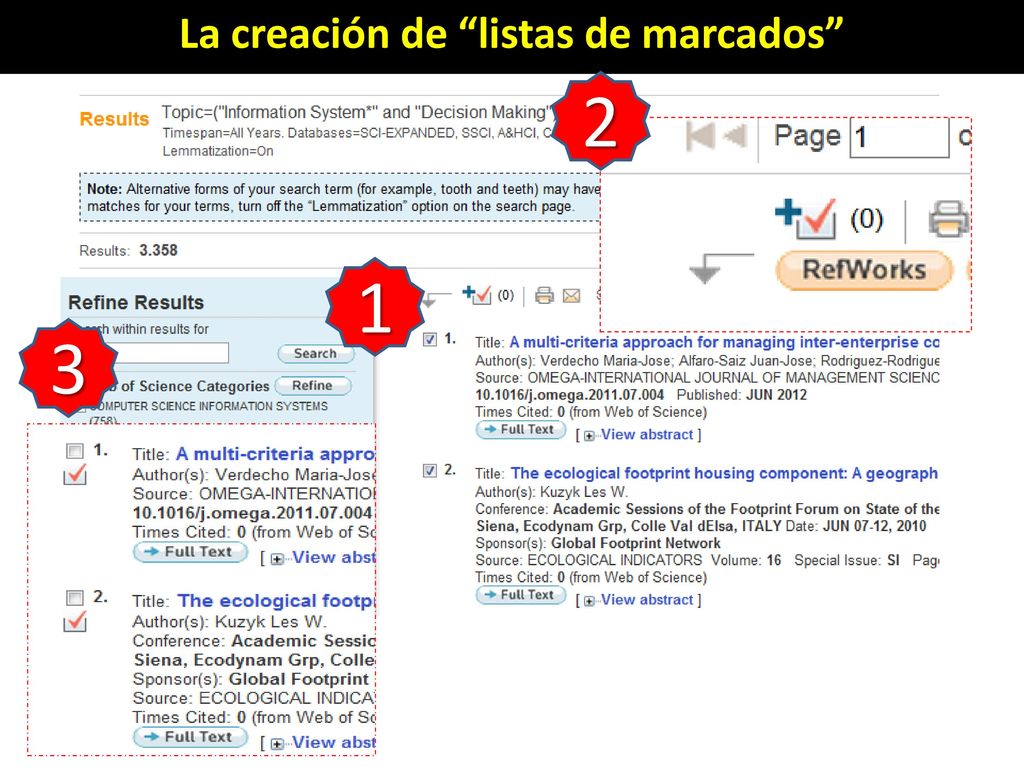La creación de listas de marcados
