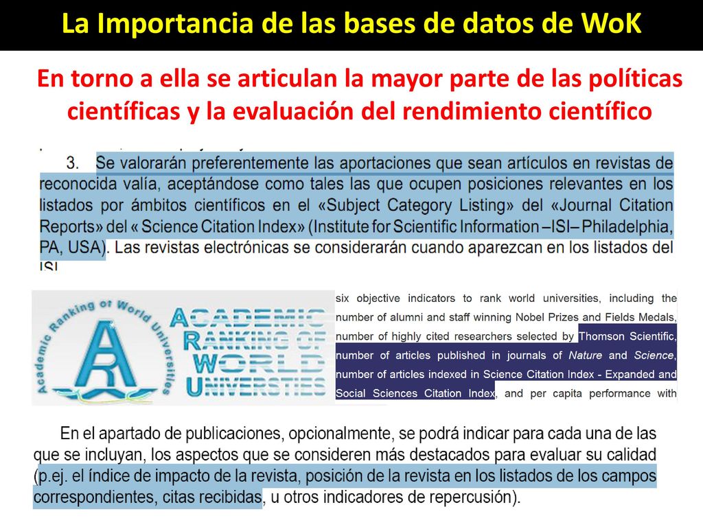 La Importancia de las bases de datos de WoK