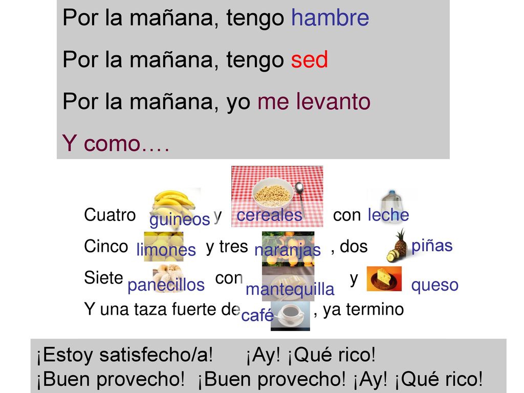 Por la mañana, tengo hambre Por la mañana, tengo sed