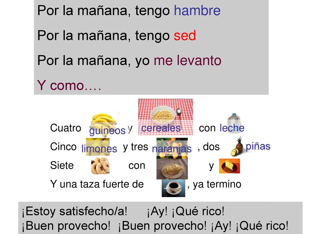 Por la mañana, tengo hambre Por la mañana, tengo sed