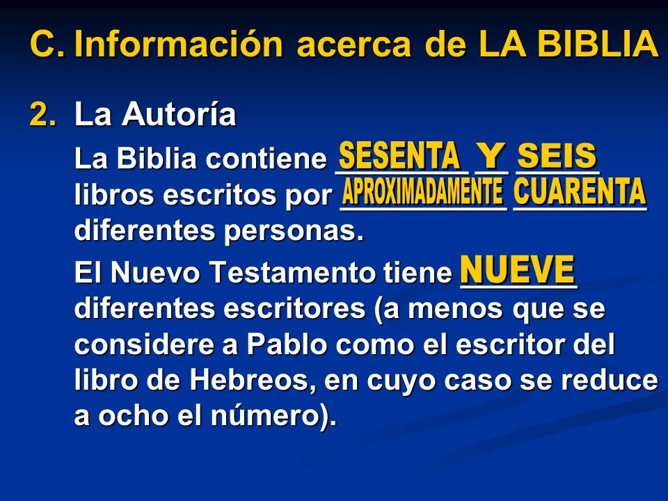 Información acerca de LA BIBLIA