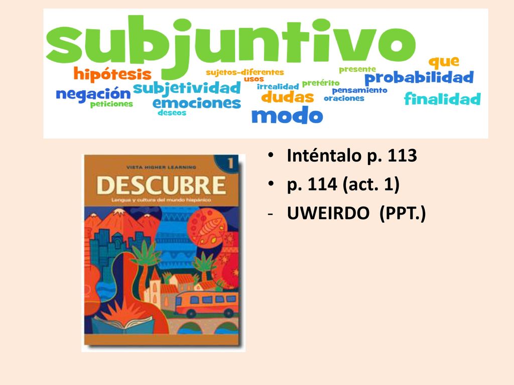 Intro. al Subjuntivo Inténtalo p. 113 p. 114 (act. 1) UWEIRDO (PPT.)