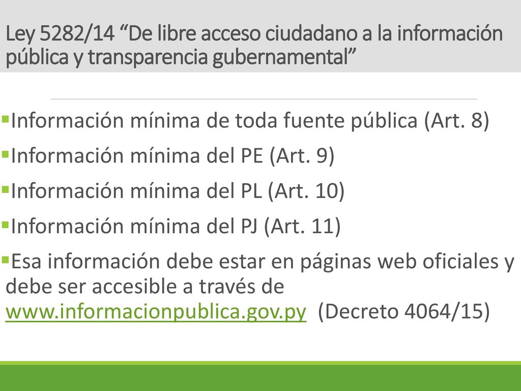Ley 5282/14 De libre acceso ciudadano a la información pública y transparencia gubernamental