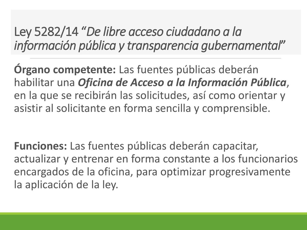 Ley 5282/14 De libre acceso ciudadano a la información pública y transparencia gubernamental