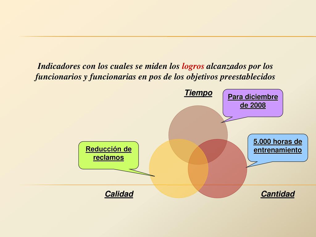 Indicadores con los cuales se miden los logros alcanzados por los funcionarios y funcionarias en pos de los objetivos preestablecidos