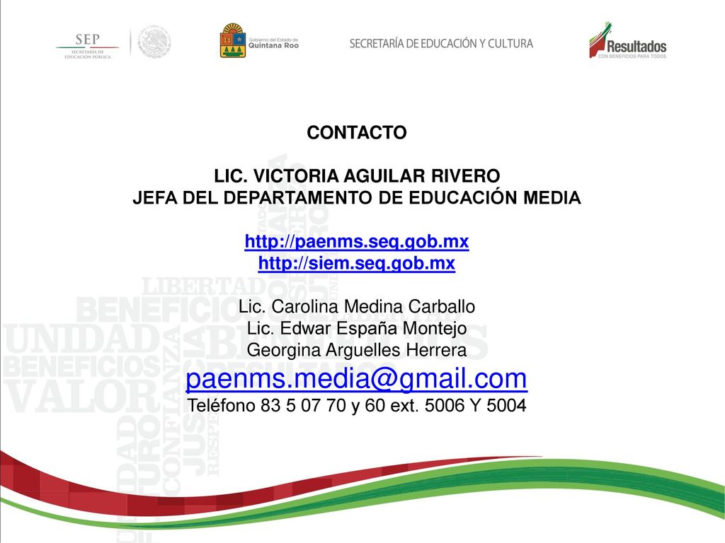 LIC. VICTORIA AGUILAR RIVERO JEFA DEL DEPARTAMENTO DE EDUCACIÓN MEDIA