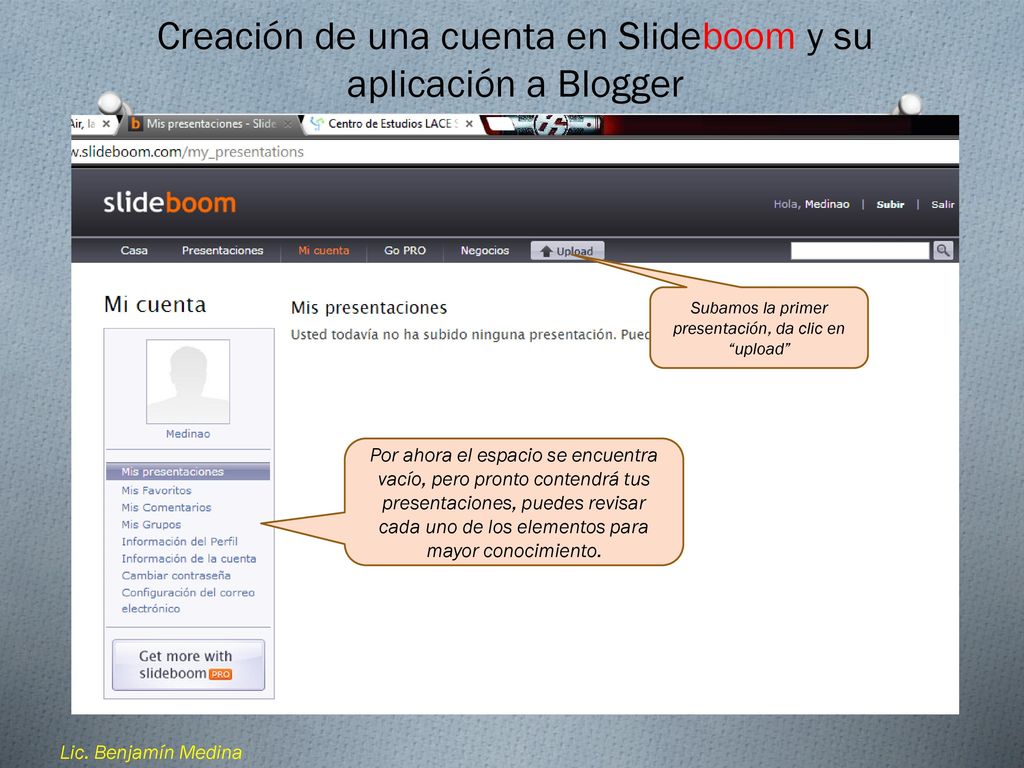 Creación de una cuenta en Slideboom y su aplicación a Blogger