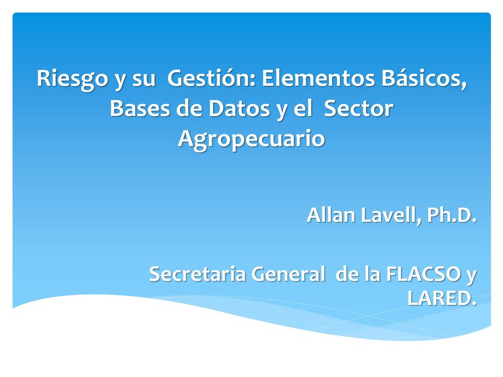 Allan Lavell, Ph.D. Secretaria General de la FLACSO y LARED.