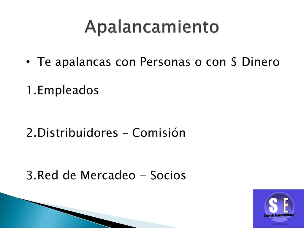 Apalancamiento Te apalancas con Personas o con $ Dinero Empleados