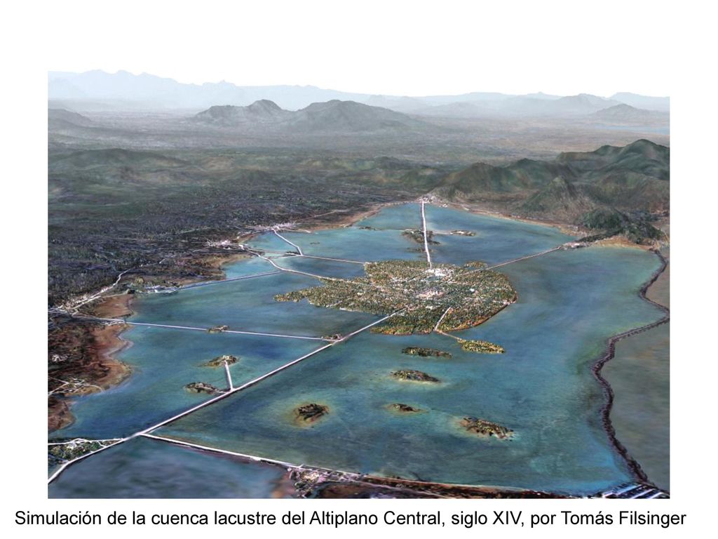 Simulación de la cuenca lacustre del Altiplano Central, siglo XIV, por Tomás Filsinger