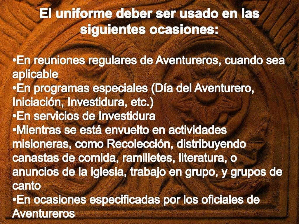 El uniforme deber ser usado en las siguientes ocasiones: