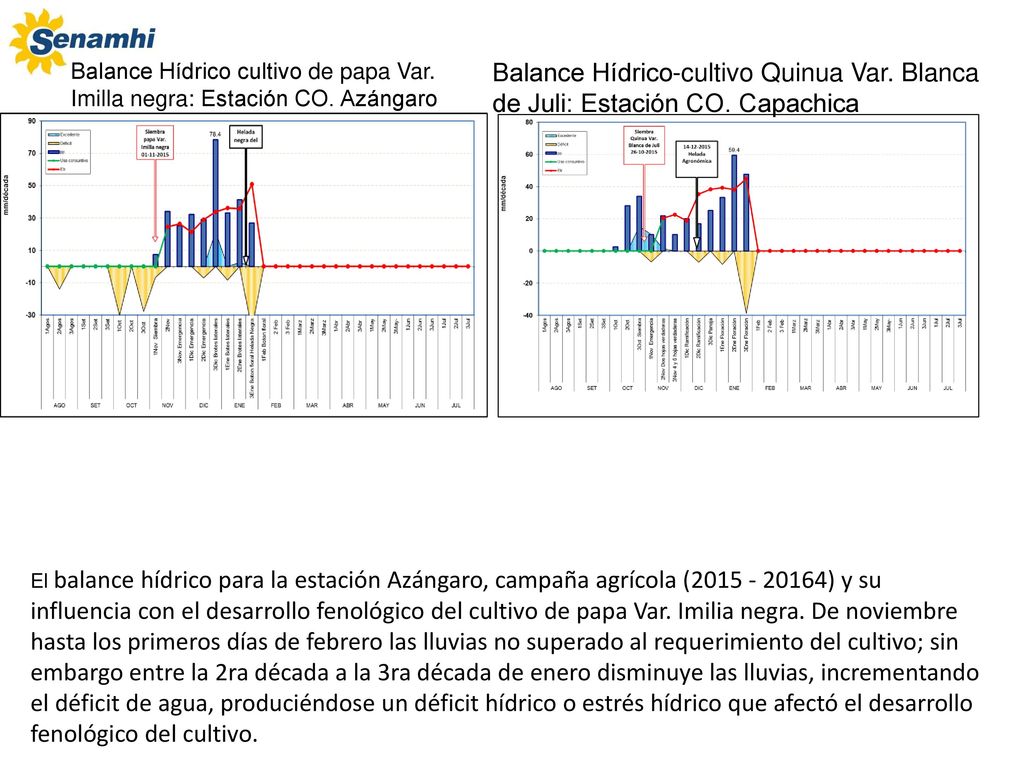 Balance Hídrico cultivo de papa Var. Imilla negra: Estación CO