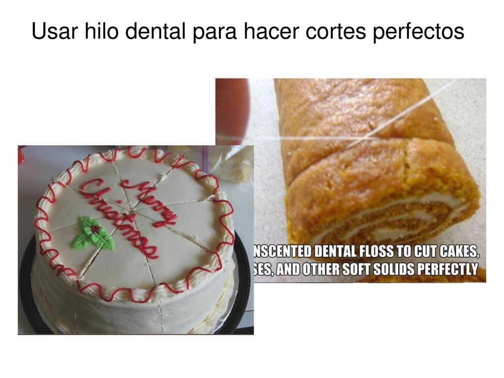 Usar hilo dental para hacer cortes perfectos