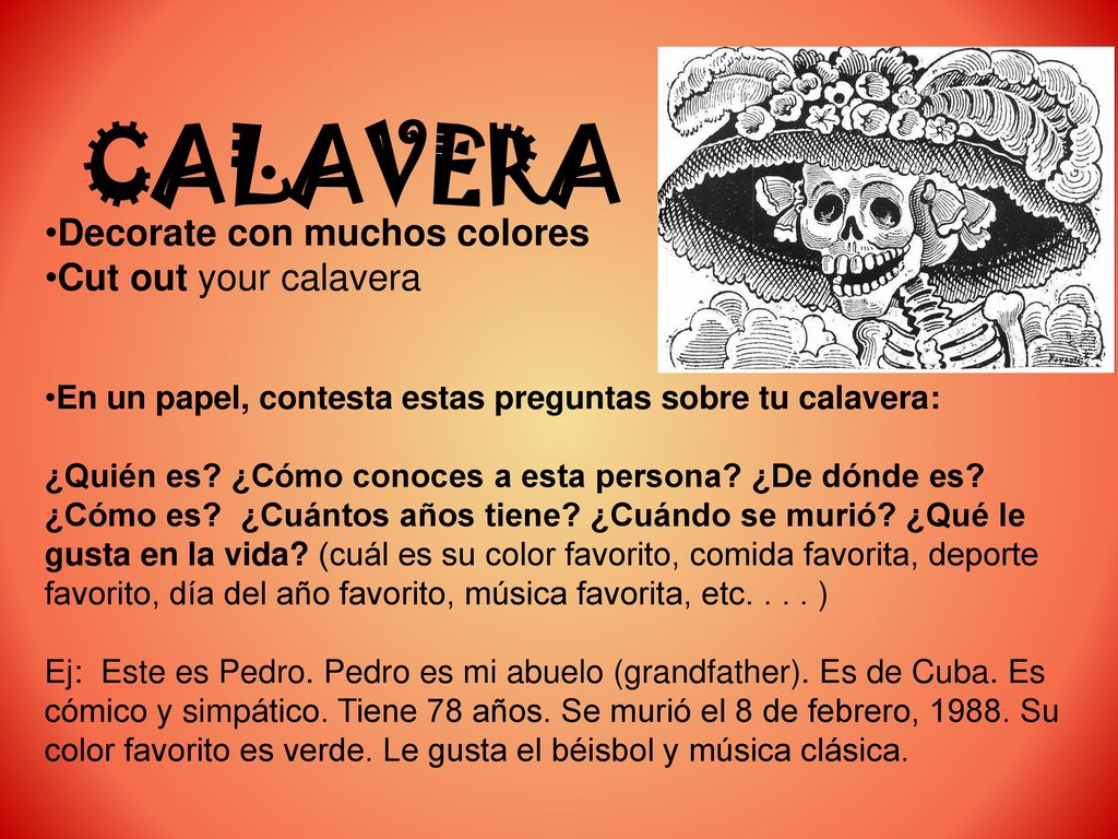 CALAVERA Decorate con muchos colores Cut out your calavera