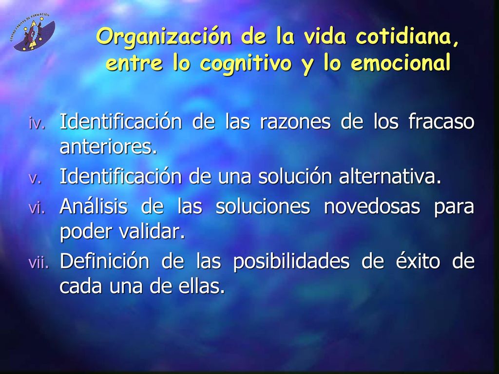 Organización de la vida cotidiana, entre lo cognitivo y lo emocional