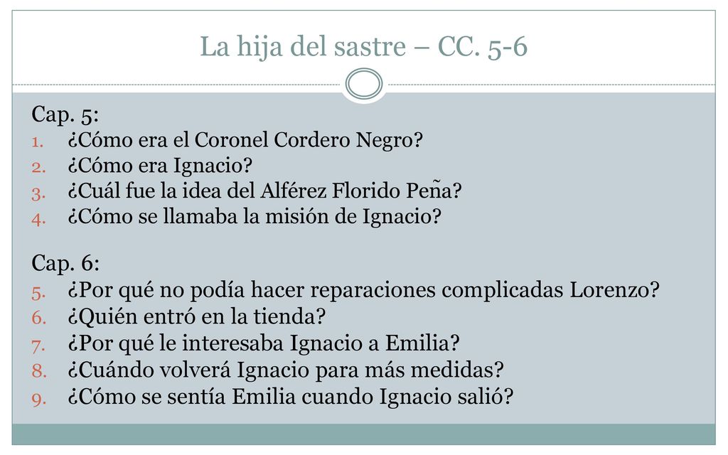 La hija del sastre – CC. 5-6 Cap. 5: Cap. 6: