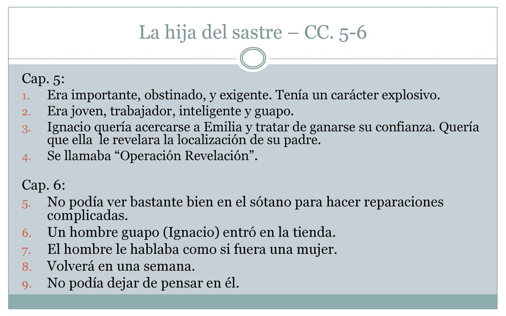 La hija del sastre – CC. 5-6 Cap. 5: Cap. 6: