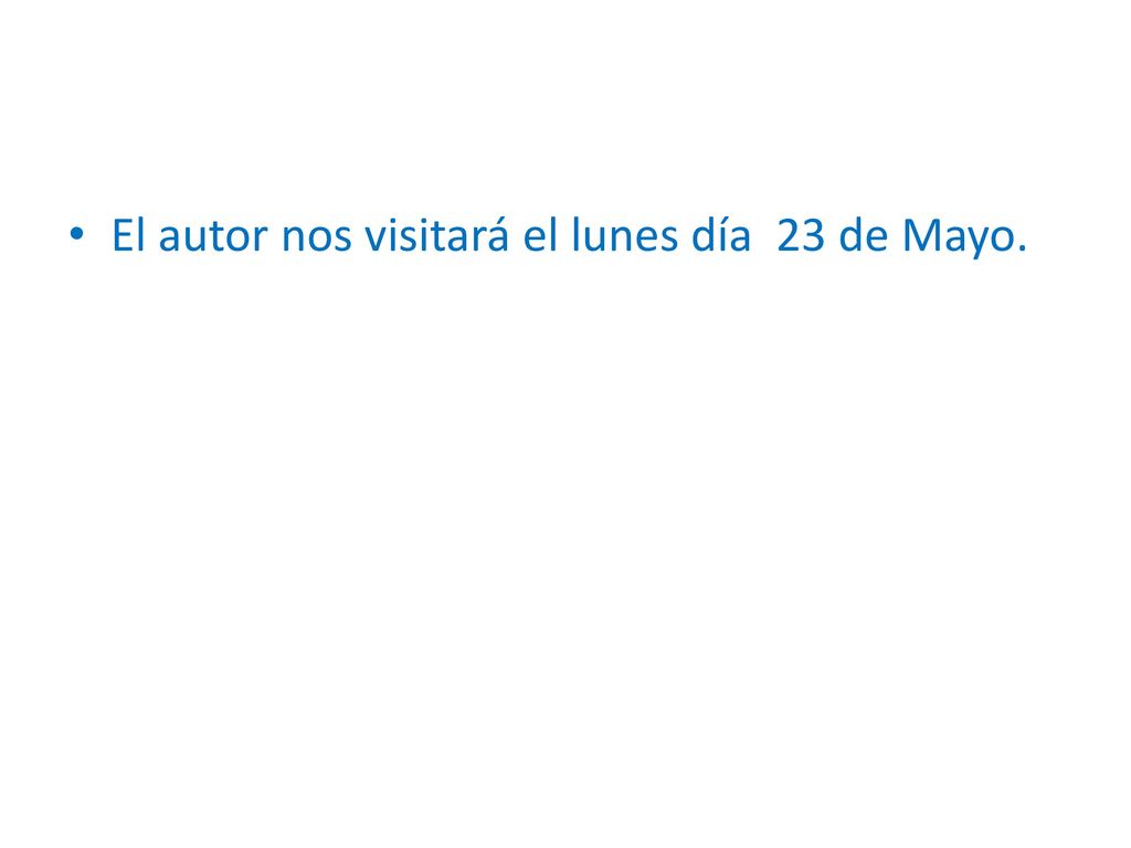 El autor nos visitará el lunes día 23 de Mayo.