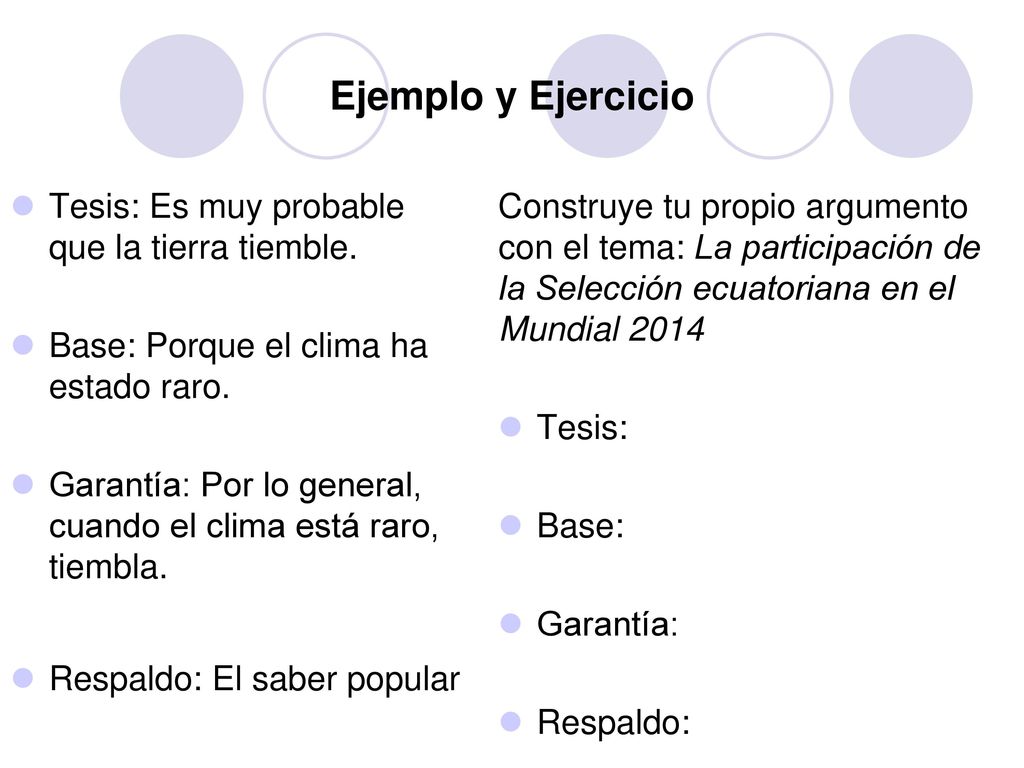 Ejemplo y Ejercicio Tesis: Es muy probable que la tierra tiemble.