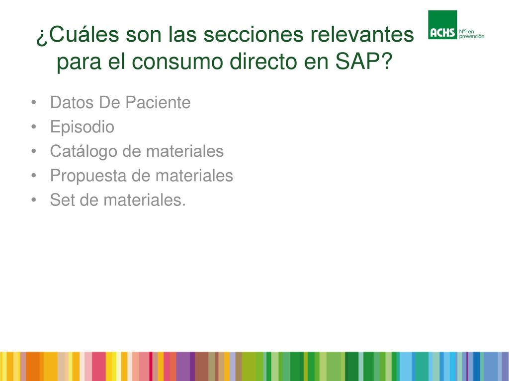 ¿Cuáles son las secciones relevantes para el consumo directo en SAP
