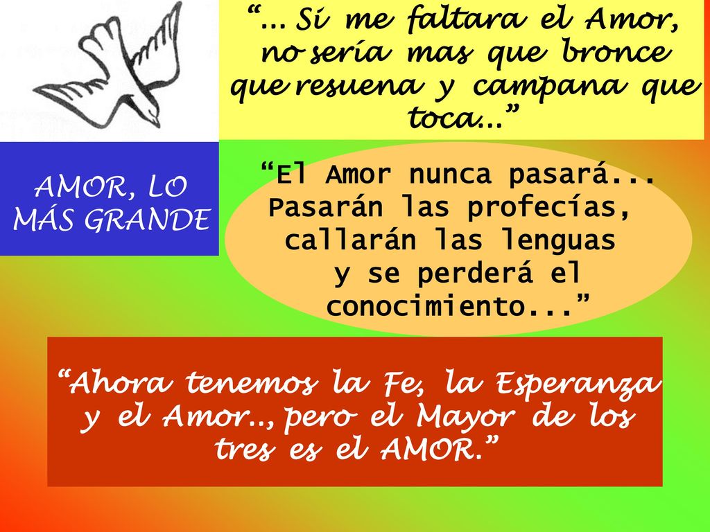 ... Si me faltara el Amor, no sería mas que bronce que resuena y campana que toca...