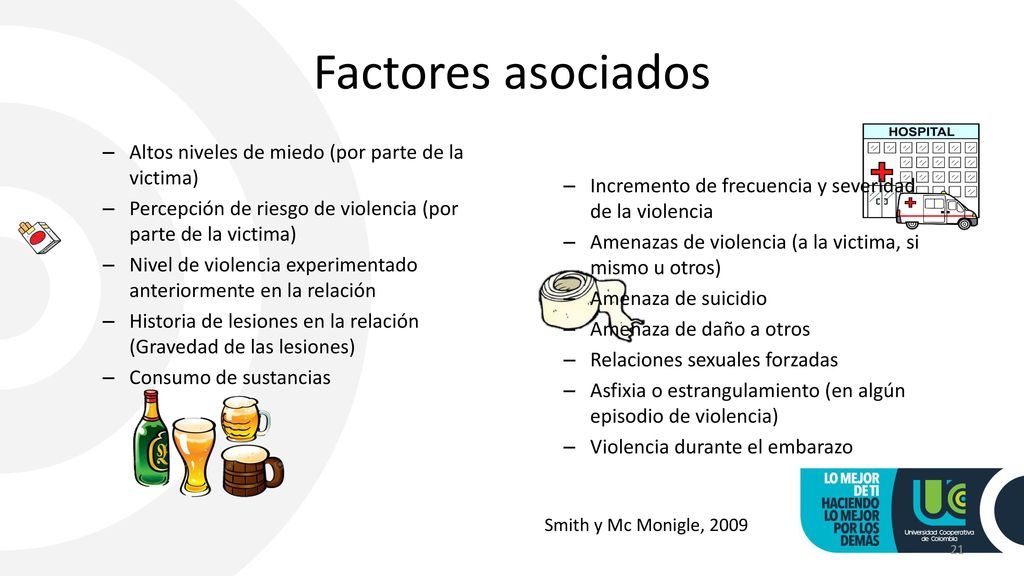 Factores asociados Altos niveles de miedo (por parte de la victima)