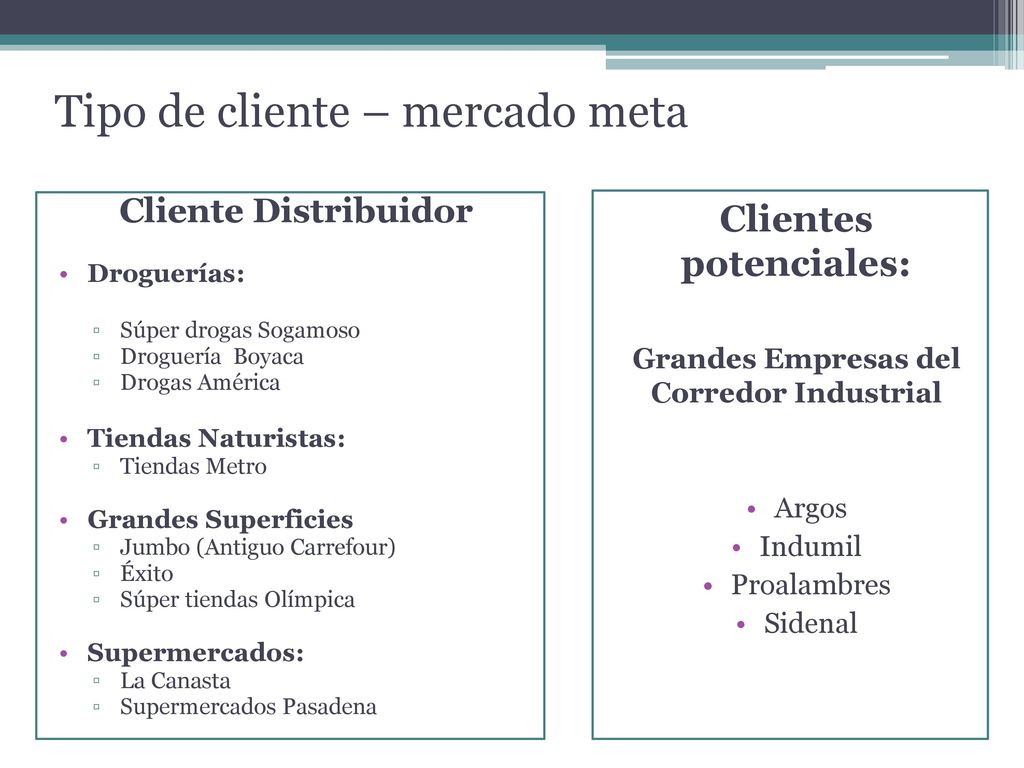 Tipo de cliente – mercado meta
