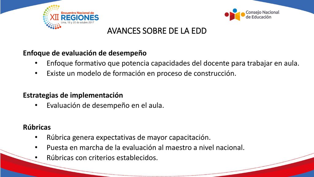 AVANCES SOBRE DE LA EDD Enfoque de evaluación de desempeño