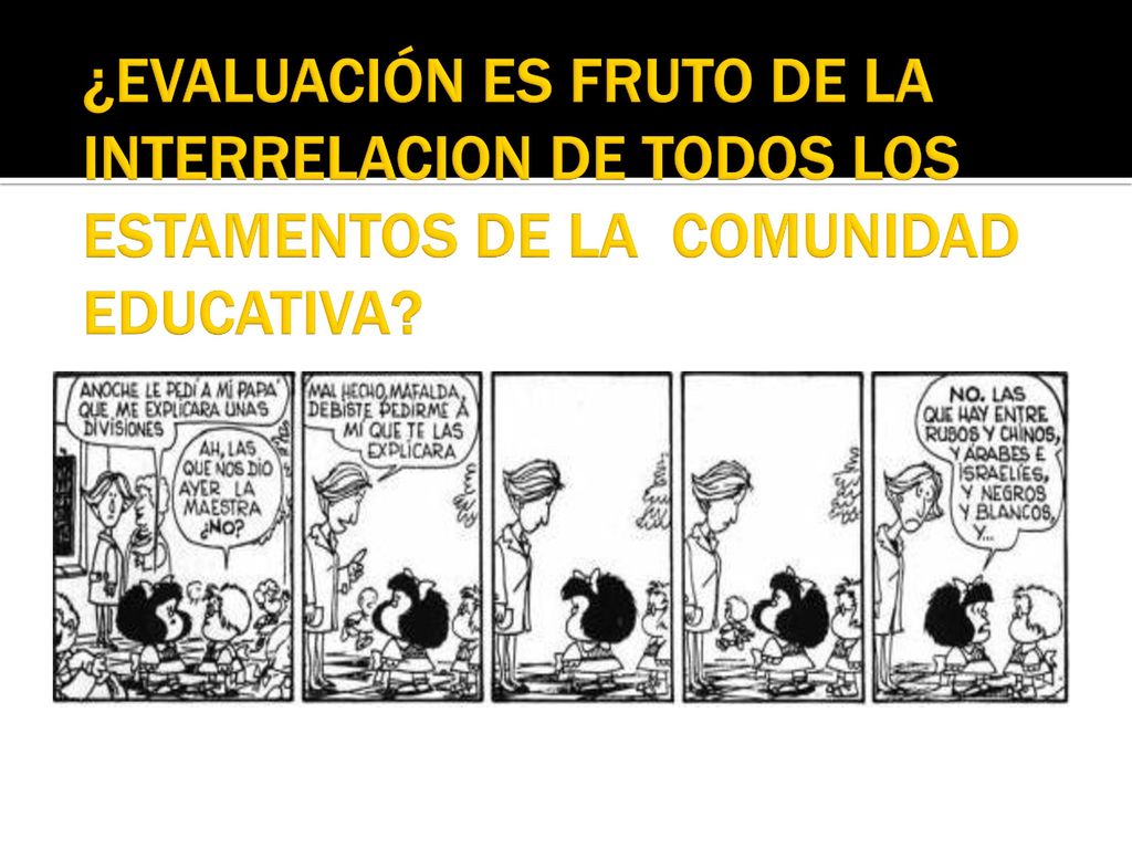 ¿EVALUACIÓN ES FRUTO DE LA INTERRELACION DE TODOS LOS ESTAMENTOS DE LA COMUNIDAD EDUCATIVA