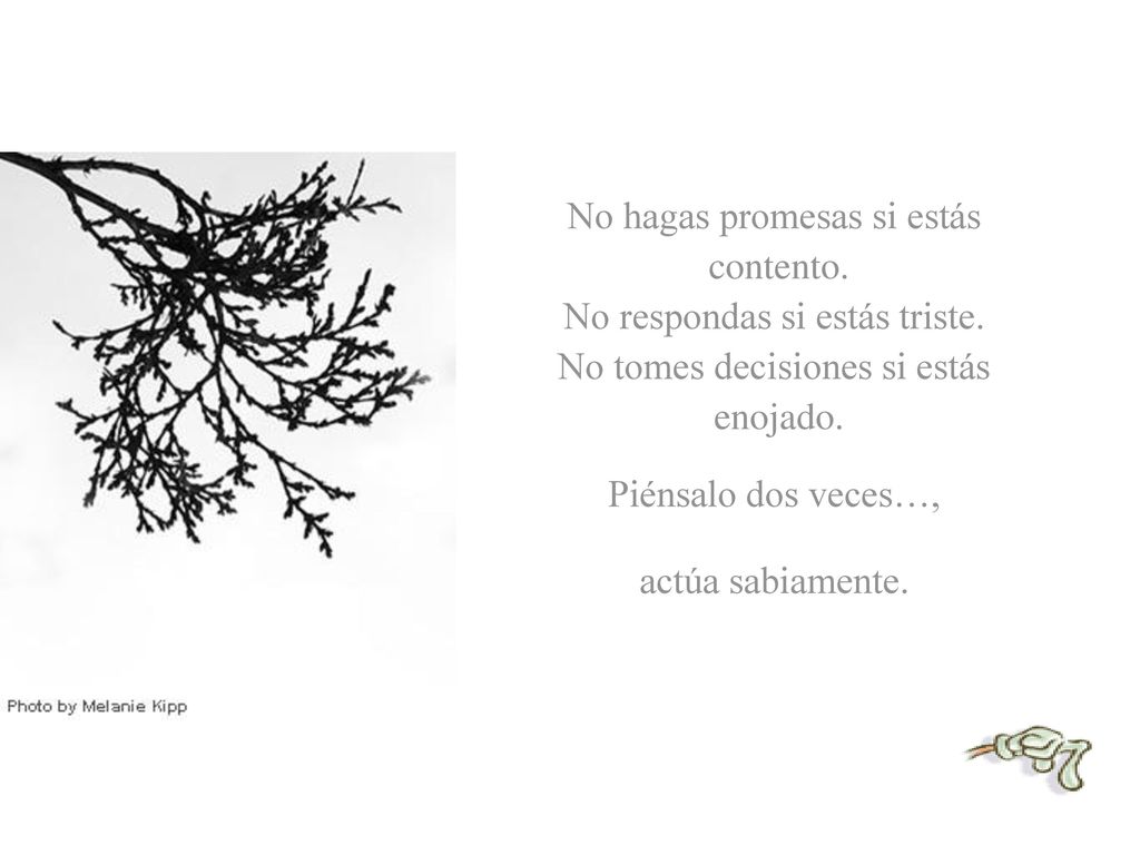 No hagas promesas si estás contento. No respondas si estás triste.